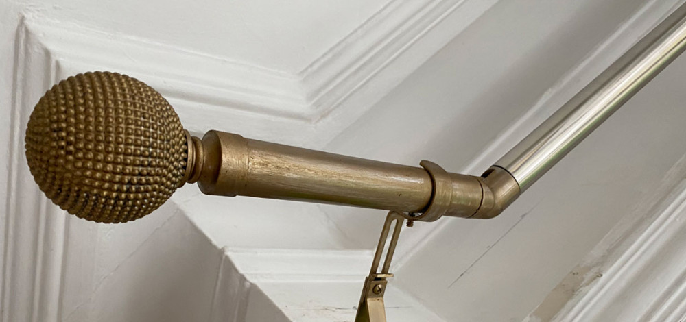 A Chrome Curtain Rail Transformed with Rub'n'Buff!